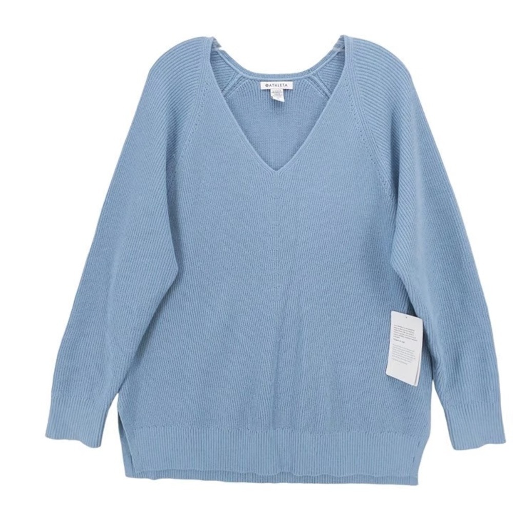 Athleta Sky Blue V-Neck Sweater medium